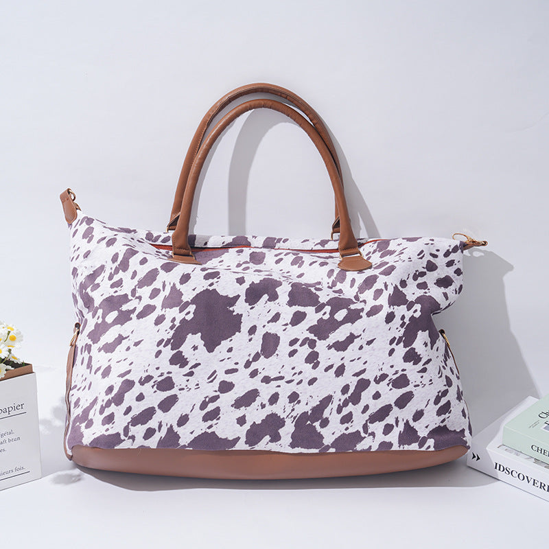 Wholesale PU Aztec Ethnic Style Portable Crossbody Bag with Cow Pattern Large Capacity Travel Bag